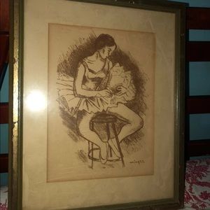 Seated Ballerina by Moses Soyer Vintage Litho